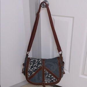 Lucky 🍀 Brand Denim & Leather Messenger Bag ☮️